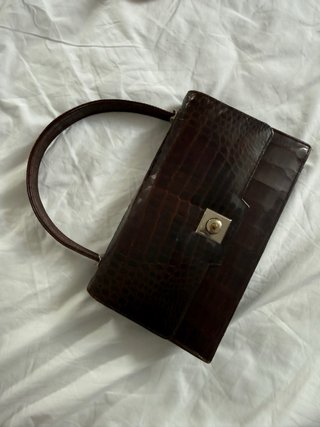 Autentico Bolso Piel Cocodrilo Años 50 Marrón
