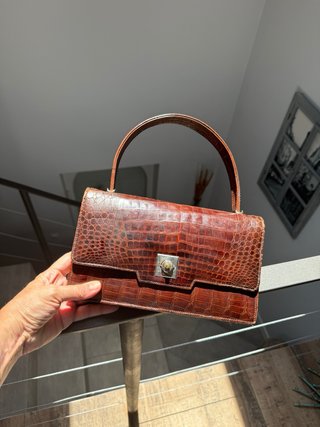 Autentico Bolso Piel Cocodrilo Años 50 Marrón
