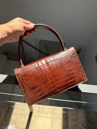 Autentico Bolso Piel Cocodrilo Años 50 Marrón