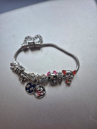 Pulsera con Abalorios de Plata y Multicolor