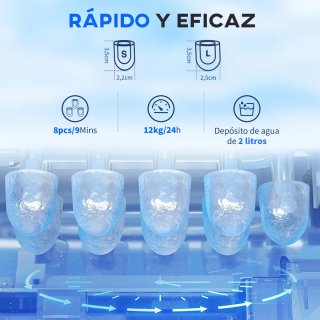 Máquina de Hielo Autolimpieza 12kg/24h