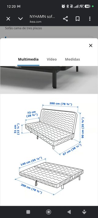 Sofá Cama Plegable Gris Ikea