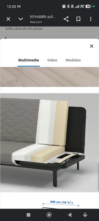 Sofá Cama Plegable Gris Ikea
