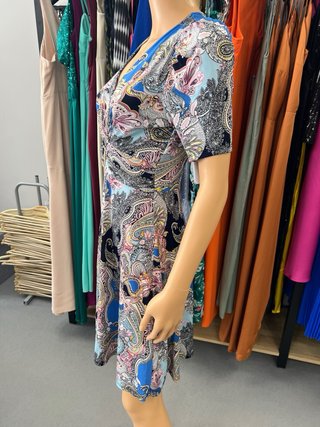 Vestido estampado paisley azul y multicolor