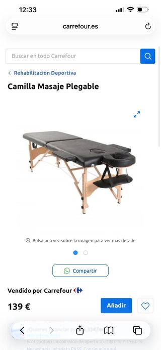Camilla para estetica y masaje.