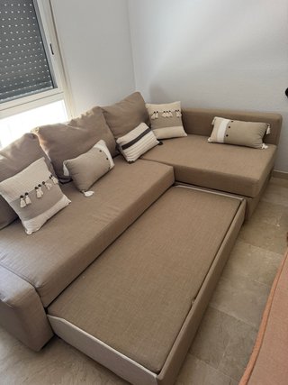 Sofá cama chaise longue 3 plazas beige