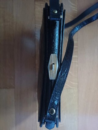 Borsetta vintage pelle verniciata nera