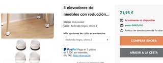 4 Elevadores Muebles Reducción Ruido