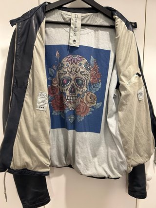 Giacca uomo pelle blu petrolio