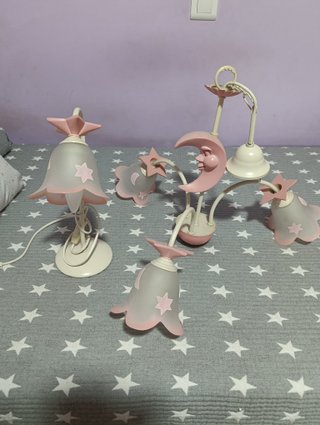 Lámparas infantiles luna y estrellas