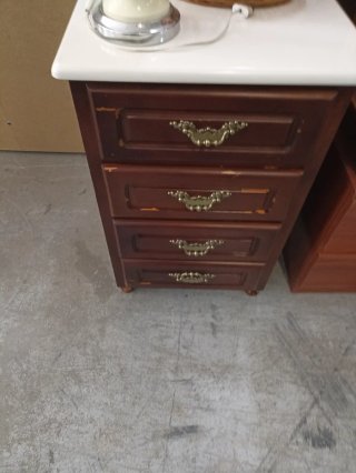 Mesita de noche madera y mármol