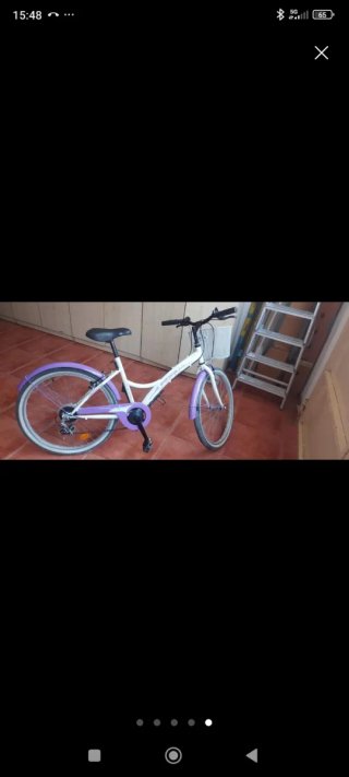 Bicicleta urbana morada con cesta mujer