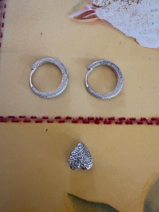 Pendientes Aro y Colgante Corazón Plata