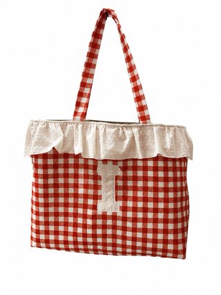 Bolso de playa cuadros rojo y blanco