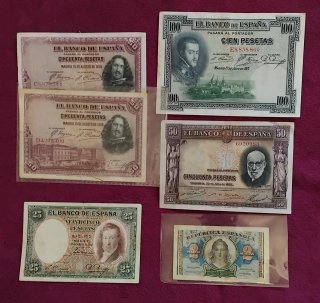 Billetes antiguos españoles (Pesetas)