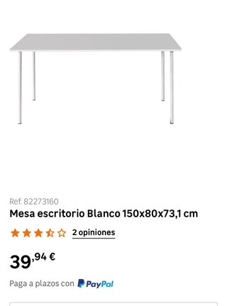 Mesa escritorio blanca 150x80x73,1 cm