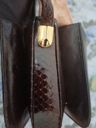 Borsa vintage marrone pelle verniciata