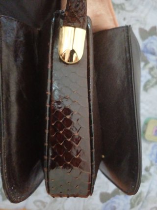Borsa vintage marrone pelle verniciata