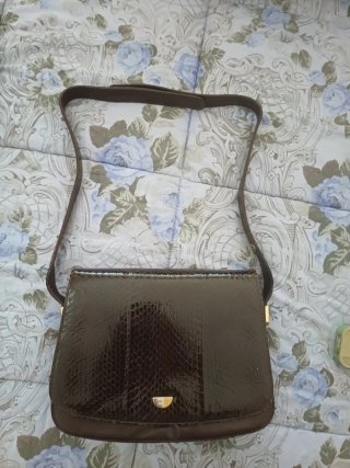 Borsa vintage marrone pelle verniciata