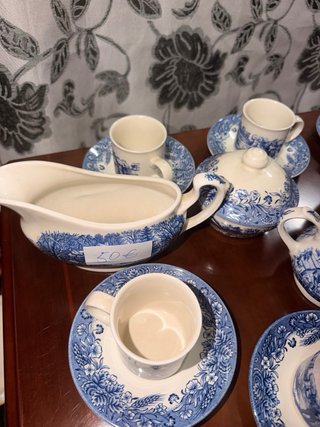 Juego de té/café azul y blanco