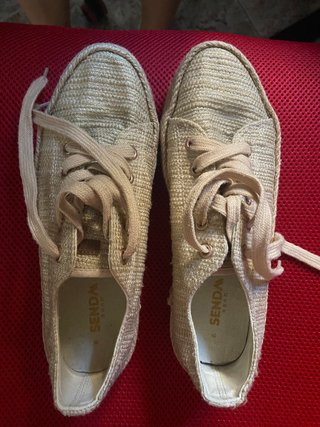 Zapatillas Lona Esparto Beige/Dorado