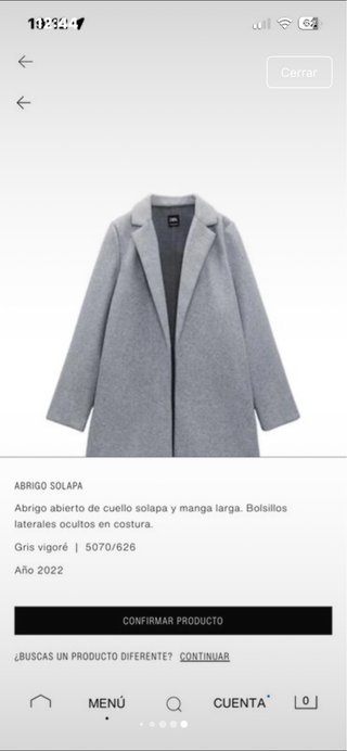 Abrigo paño Zara gris