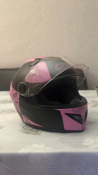 Casco Moto NZI Negro y Rosa