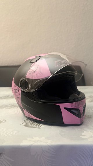 Casco Moto NZI Negro y Rosa