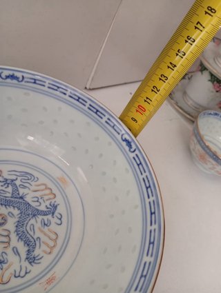 Sopera de porcelana china dragón azul