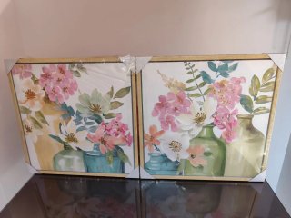 Quadro decorativo floreale con pittura ad olio