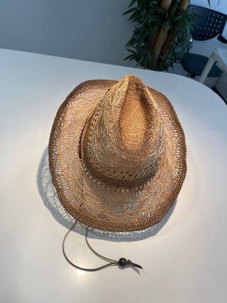 Sombrero cowboy rafia trenzada con cinta piel
