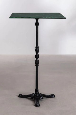 Mesa alta de mármol verde y base negra