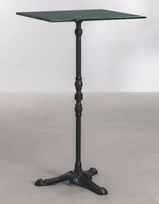 Mesa alta de mármol verde y base negra
