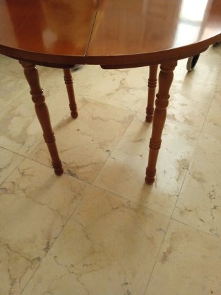 Mesa redonda extensible madera 125cm con cristal
