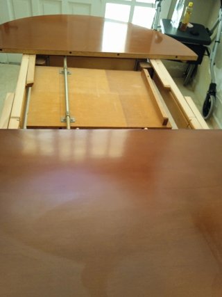 Mesa redonda extensible madera 125cm con cristal