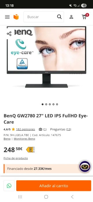 Monitor BenQ GW2780 con altoparlanti integrati