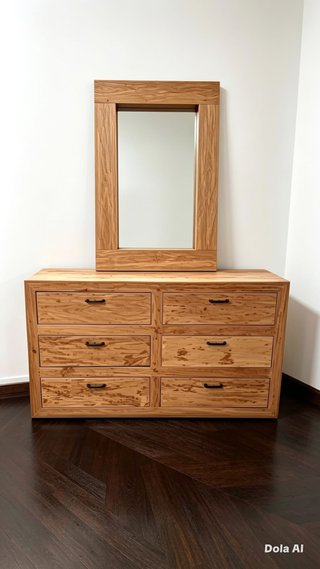 Cómoda de madera con espejo