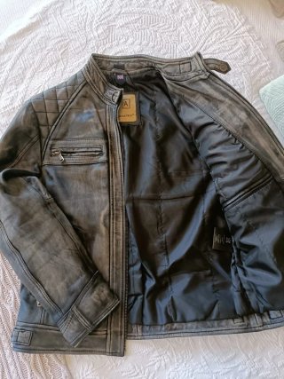 Cazadora Piel Aviatrix Gris