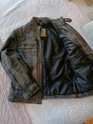 Cazadora Piel Aviatrix Gris