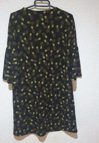 Vestido Mango Negro Estampado Piñas
