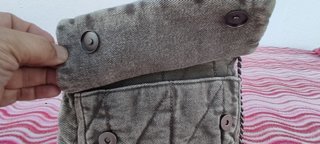 Bolso Hombro Parfois Denim Gris Acolchado 25cm