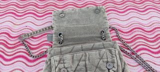 Bolso Hombro Parfois Denim Gris Acolchado 25cm