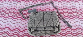 Bolso Hombro Parfois Denim Gris Acolchado 25cm