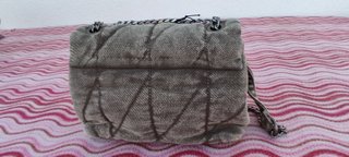 Bolso Hombro Parfois Denim Gris Acolchado 25cm