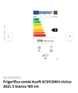 NUEVO FRIGORÍFICO COMBI KUNFT 180CM NOFROST