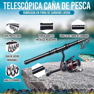 Kit Pesca Nuevo Caña Carrete Señuelos Bolsa