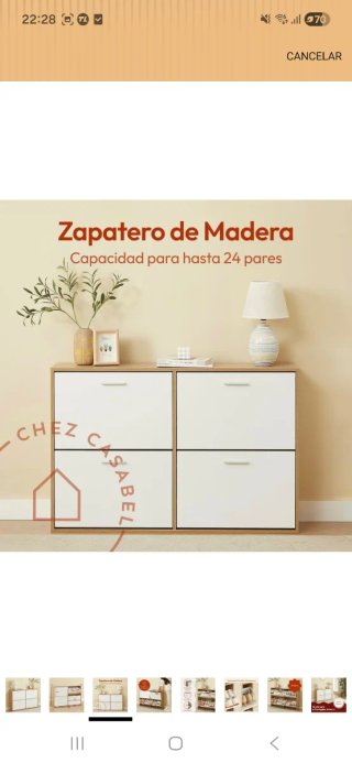 Mueble zapatero 24 pares madera y blanco