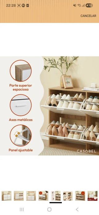 Mueble zapatero 24 pares madera y blanco