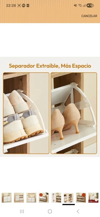 Mueble zapatero 24 pares madera y blanco