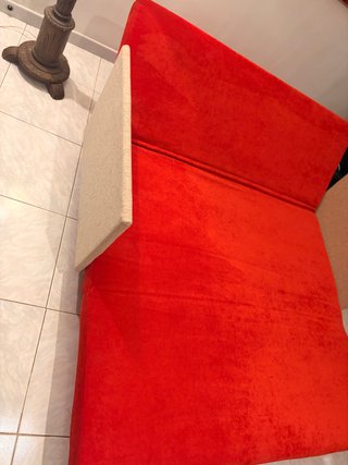 Sofá Cama Rojo y Beige Desmontable